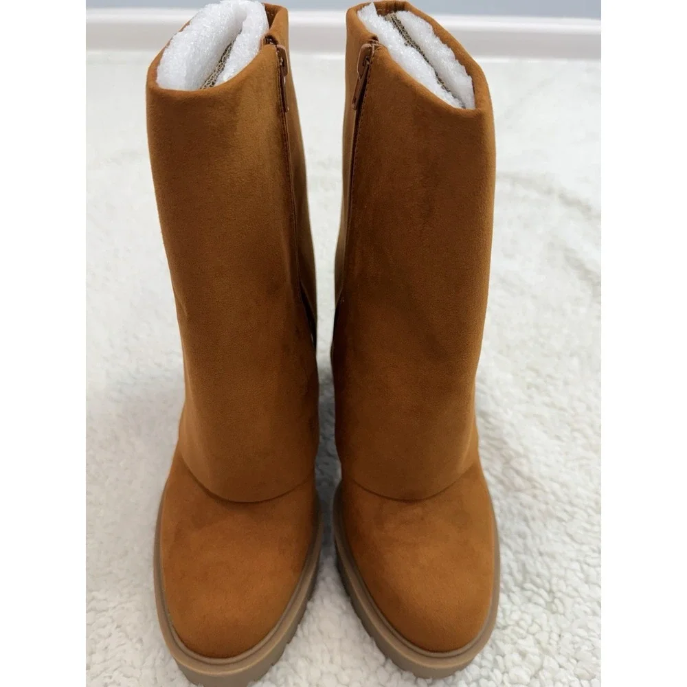 I.N.C. International Concepts Acelina Fold-Over Cuffed Booties 8 Y2K 70s